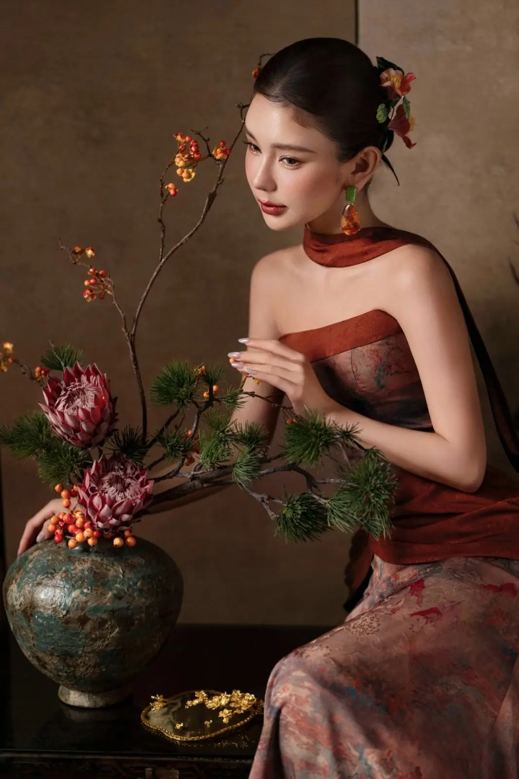 引力片场样片：深庭凝遇：帝王花器新中式新娘